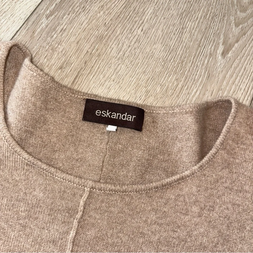 Eskandar Sz O/S  Beige Round Neck 100% Cashmere Scotland Sweater  Holes !!!